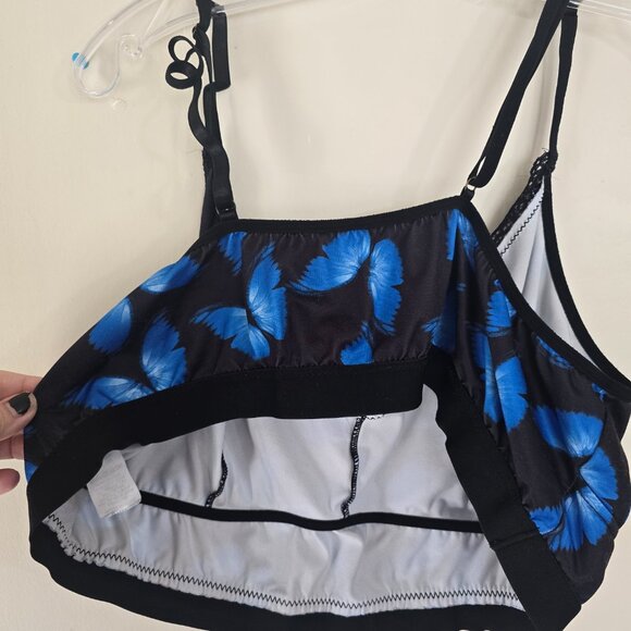 Women's Plus 4X Blue and Black Butterfly Bralette - Picture 5 of 5
